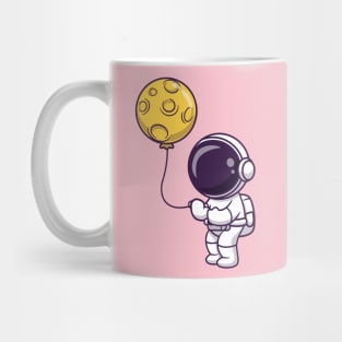 Cute Astronaut Holding Moon Balloon Cartoon Mug